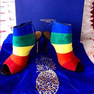 Aquazzura rainbow suede heels